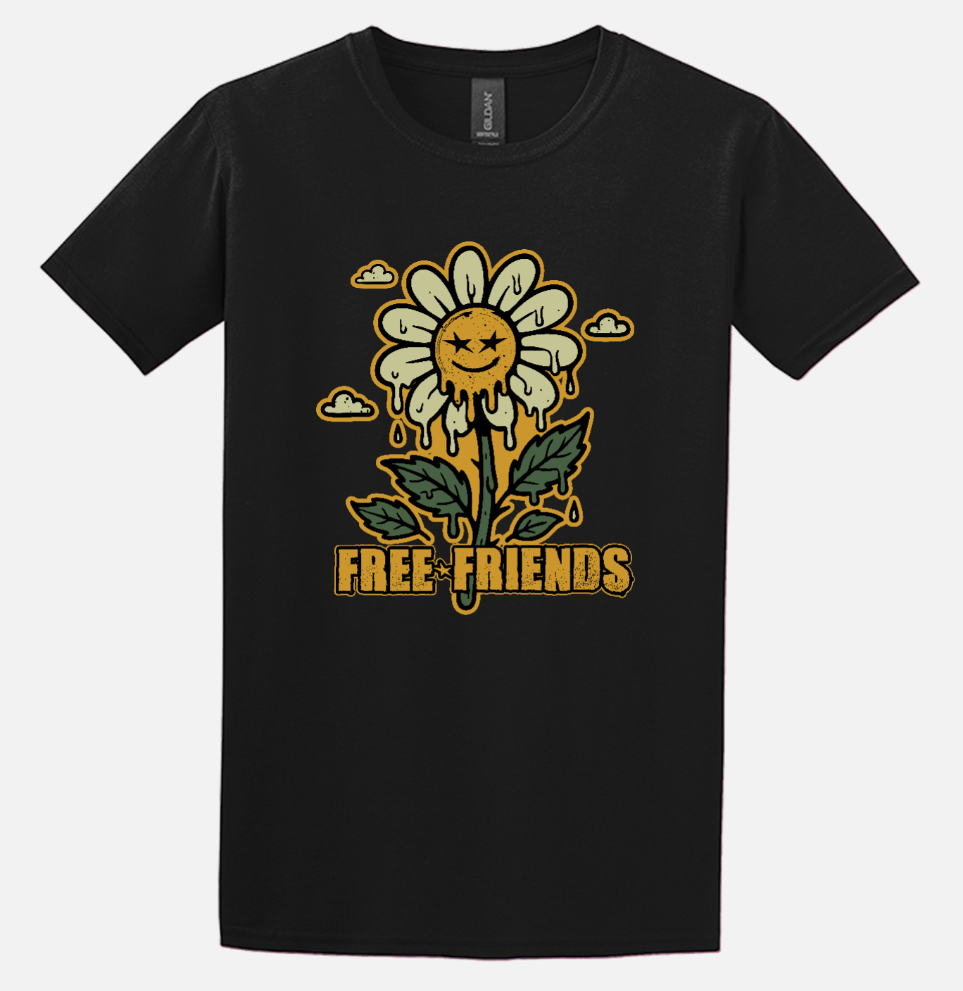 Life After You Tee (Black Sunflower) → Black Free Friends t-shirt with sunflower artwork and Life After You theme.